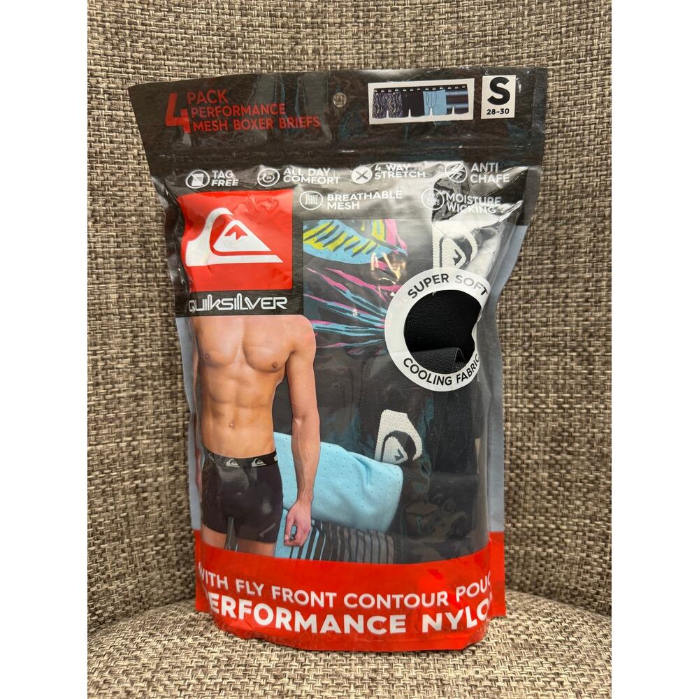 Quiksilver 4 Pack Performance Mesh Boxer Briefs Size Small 28-30 NIP
